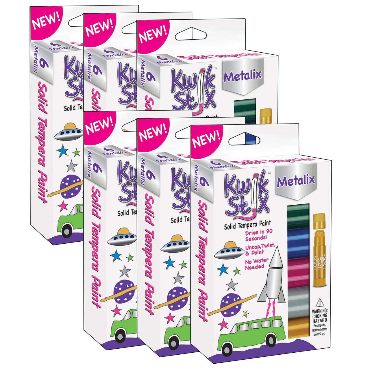 Kwik Stix&#x2122; 6 Metallic Color Solid Tempera Paint Stick Set, 6ct.